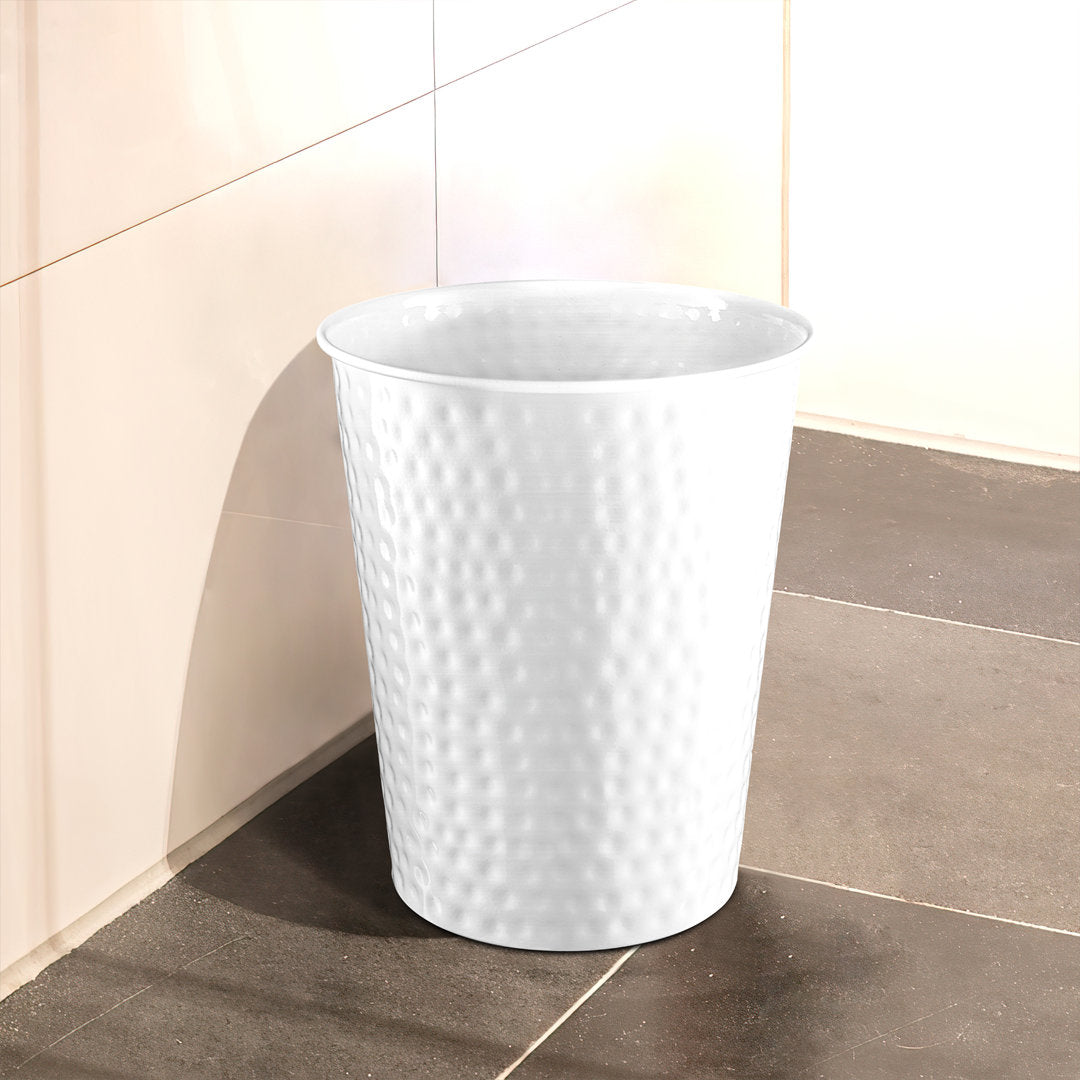 Hand Hammered Metal 1.7 Gallon Waste Basket Monarch Abode Color: Classic White