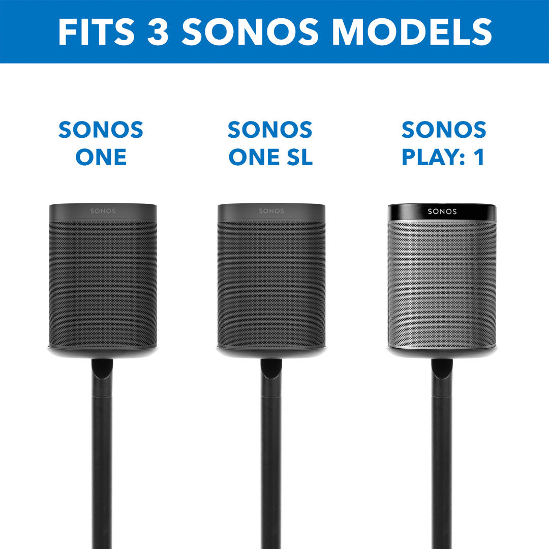 Mount-It! Fixed Speaker Floor Stand for Sonos One, SL, & Play:1 | Enhanced Surround Sound | 28" Tall Mount-it