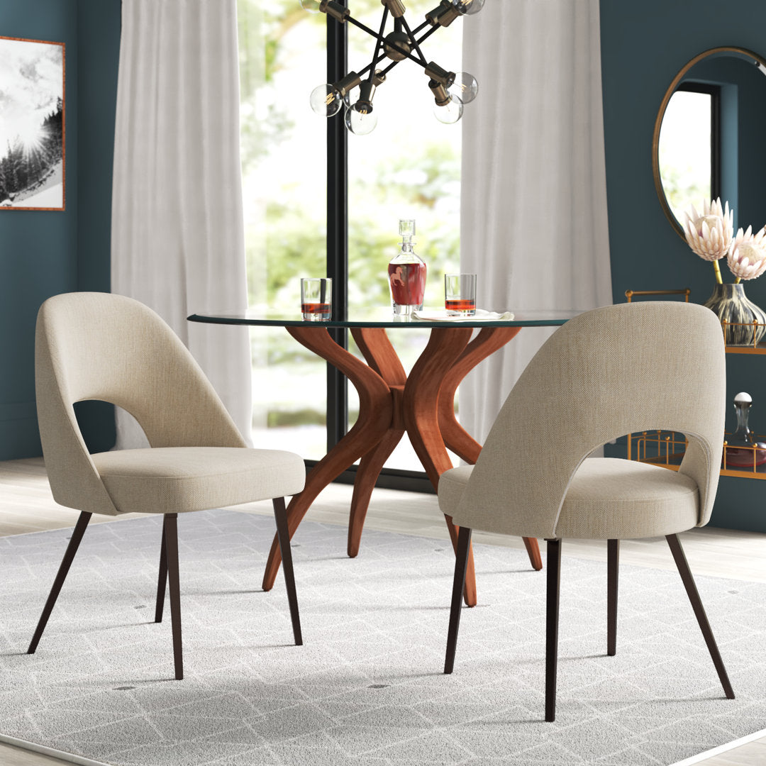 Etna Upholstered Side Chair (Set of 2) Mercury Row® Upholstery Color: Beige Herringbone Twill