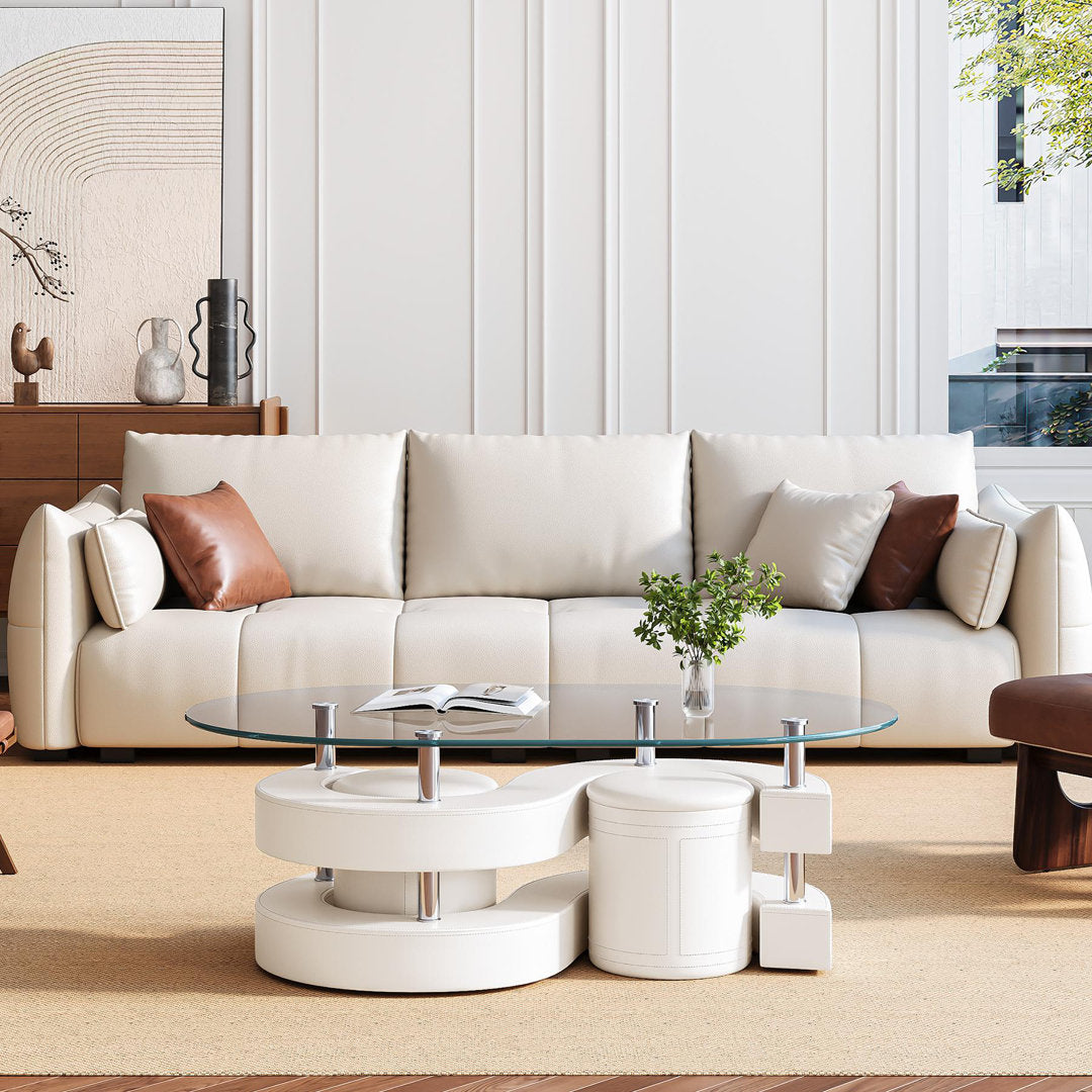 Addaly Abstract Coffee Table Orren Ellis Table Base Color: White