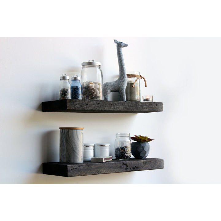 Joao 2 Piece Solid Wood Floating Shelf with Reclaimed Wood Gracie Oaks Size: 2" H x 18" W x 4.5" D Finish: Coffee Bean