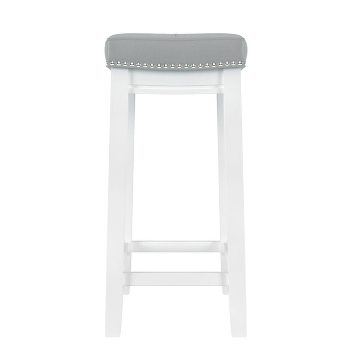 Arlyce Counter & Bar Solid Wood Backless Stool with Upholstered Seat Lark Manor™ Seat Height: Counter Stool (26.5" Seat Height)