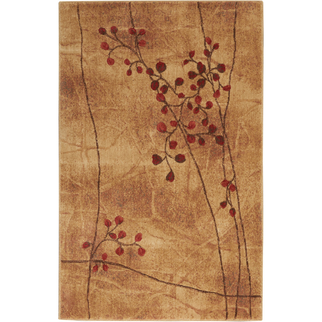 Arnim Floral Taupe/Beige/Red Area Rug Lark Manor™ Rug Size: Rectangle 3'6" x 5'6"