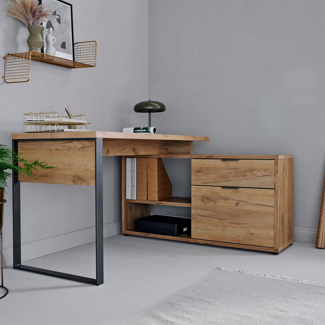 Bakri 59.05'' W L-Shaped Writing Desk Millwood Pines