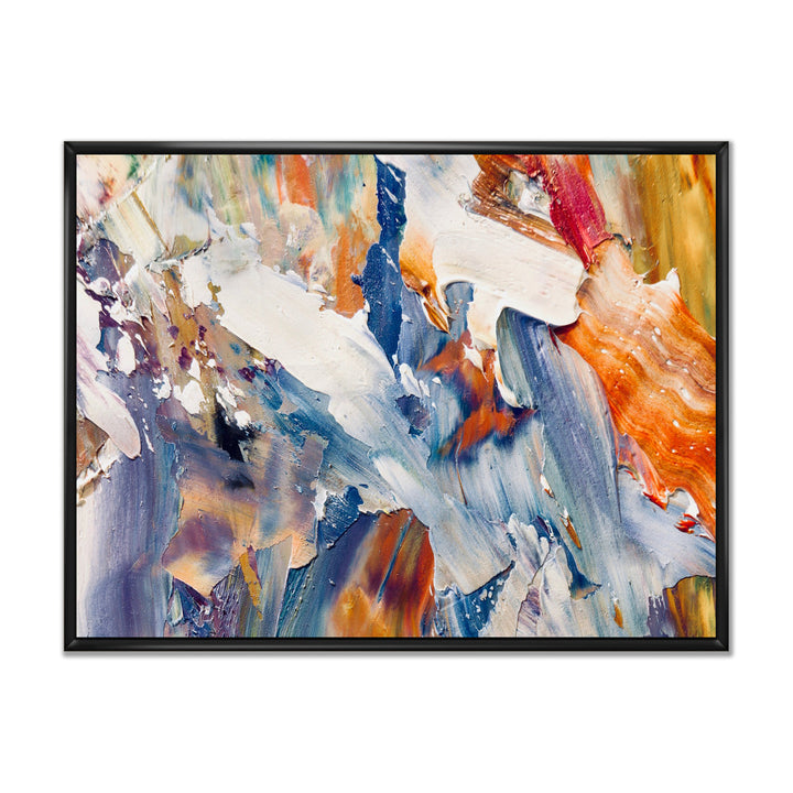 Colorful Abstract Painting Strokes XII - Print on Canvas Wrought Studio™ Size: 16" H x 32" W x 1" D Format: Black Floater Framed