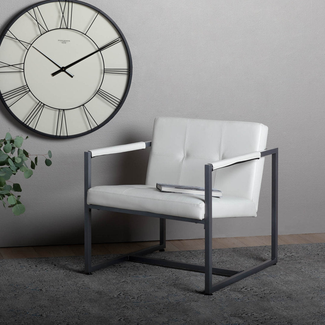 Holbeach 27.5" Wide Tufted Armchair Ivy Bronx Fabric: White Faux Leather