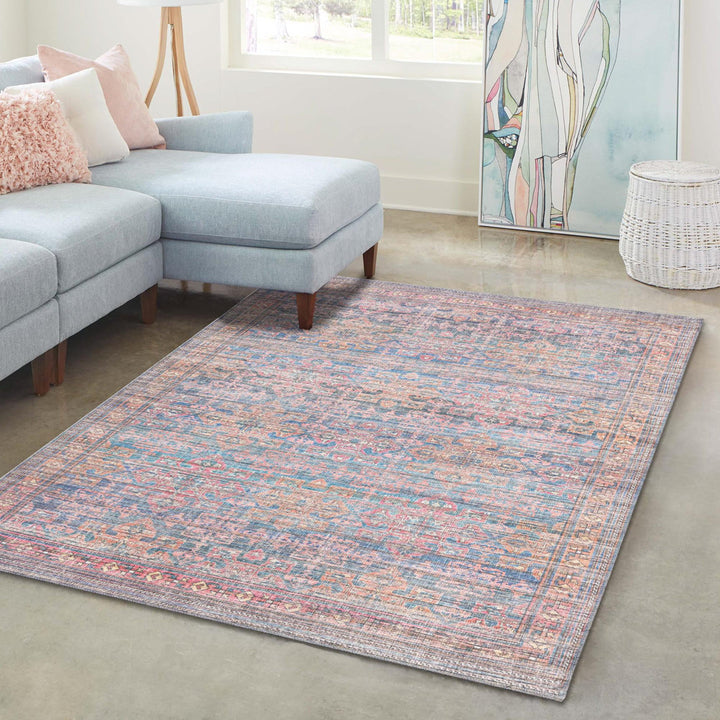 Hadsell Machine Made Power Loom Antique Blue Area Rug Langley Street® Rug Size: Rectangle 5'3" x 8'