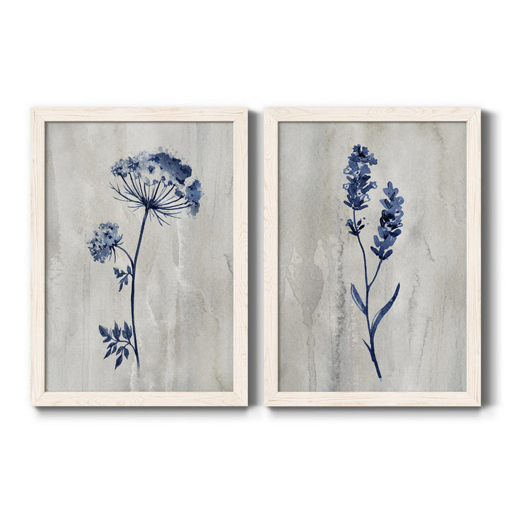 Indigo Botanical I - 2 Piece Graphic Art Print Set Laurel Foundry Modern Farmhouse® Mat Color: No Mat Size: 37.5" H x 55" W x 1.5" D Format: White Framed Canvas