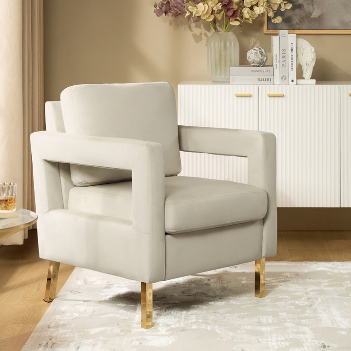 Clayne Velvet Armchair Etta Avenue™ Fabric: Tan Velvet