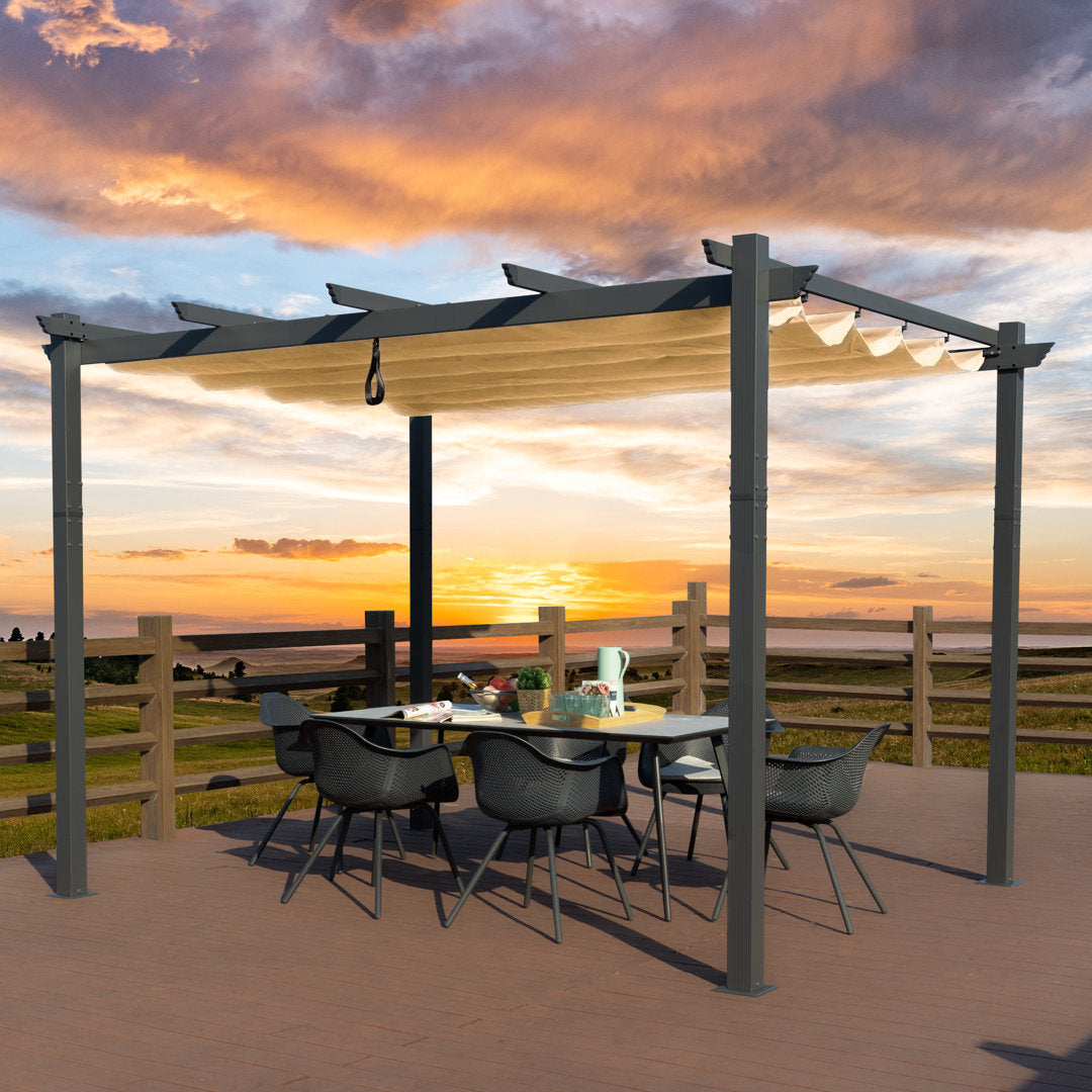 Atlantics Outdoor Retractable Pergola with Sun Shade Canopy 10' x 13' Kozyard Color: Tan