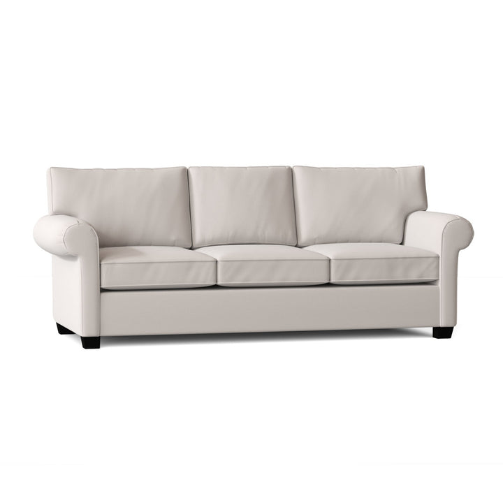 Rolled Arm Sofa Poshbin Leg Color: Black Size: Standard Body Fabric: Marves Washed White