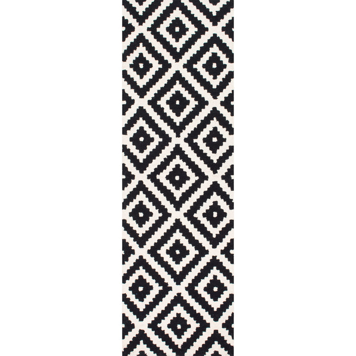 Decca Geometric Handmade Tufted Wool Black/Cream Area Rug George Oliver Rug Size: Runner 2'6" x 10'