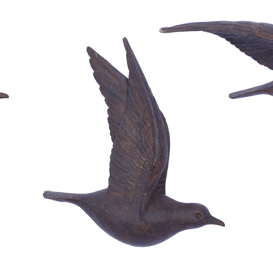3 Piece Brown Polystone Metallic 3D Sculpted Bird Wall Decor Set Breakwater Bay