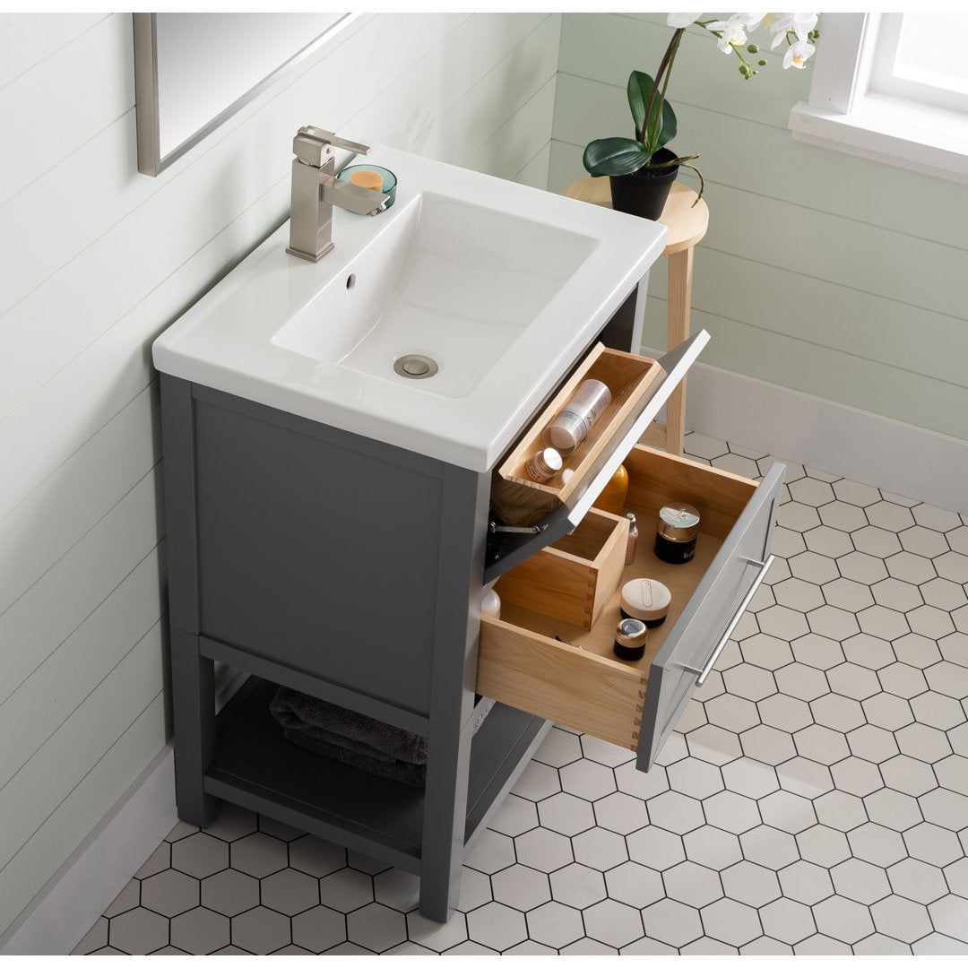 Bickley 24" Single Bathroom Vanity with Ceramic Top Beachcrest Home™ Base Finish: Gray