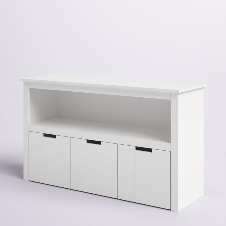 Bayze Bookcase with Removable Drawers, White Wade Logan® Wheels: Spinning Wheels