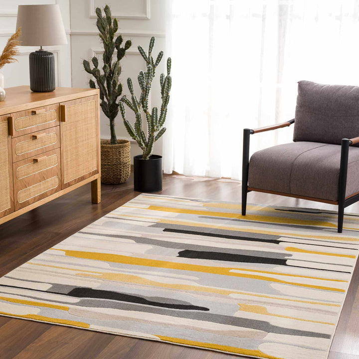 Dimond Striped Mustard/Gray/Beige Area Rug Wade Logan® Rug Size: Rectangle 8'10" x 12'3"