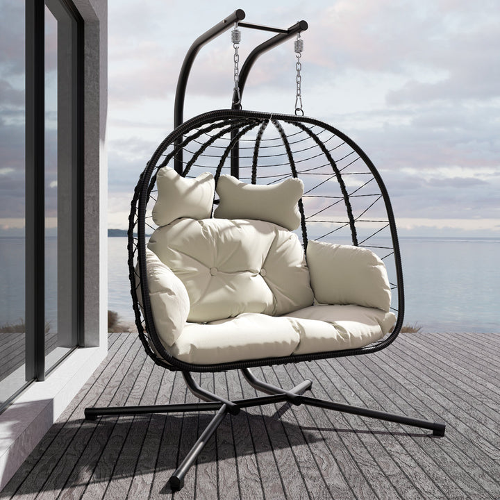 Chousein Egg Chair with Stand for 2 Person Dakota Fields