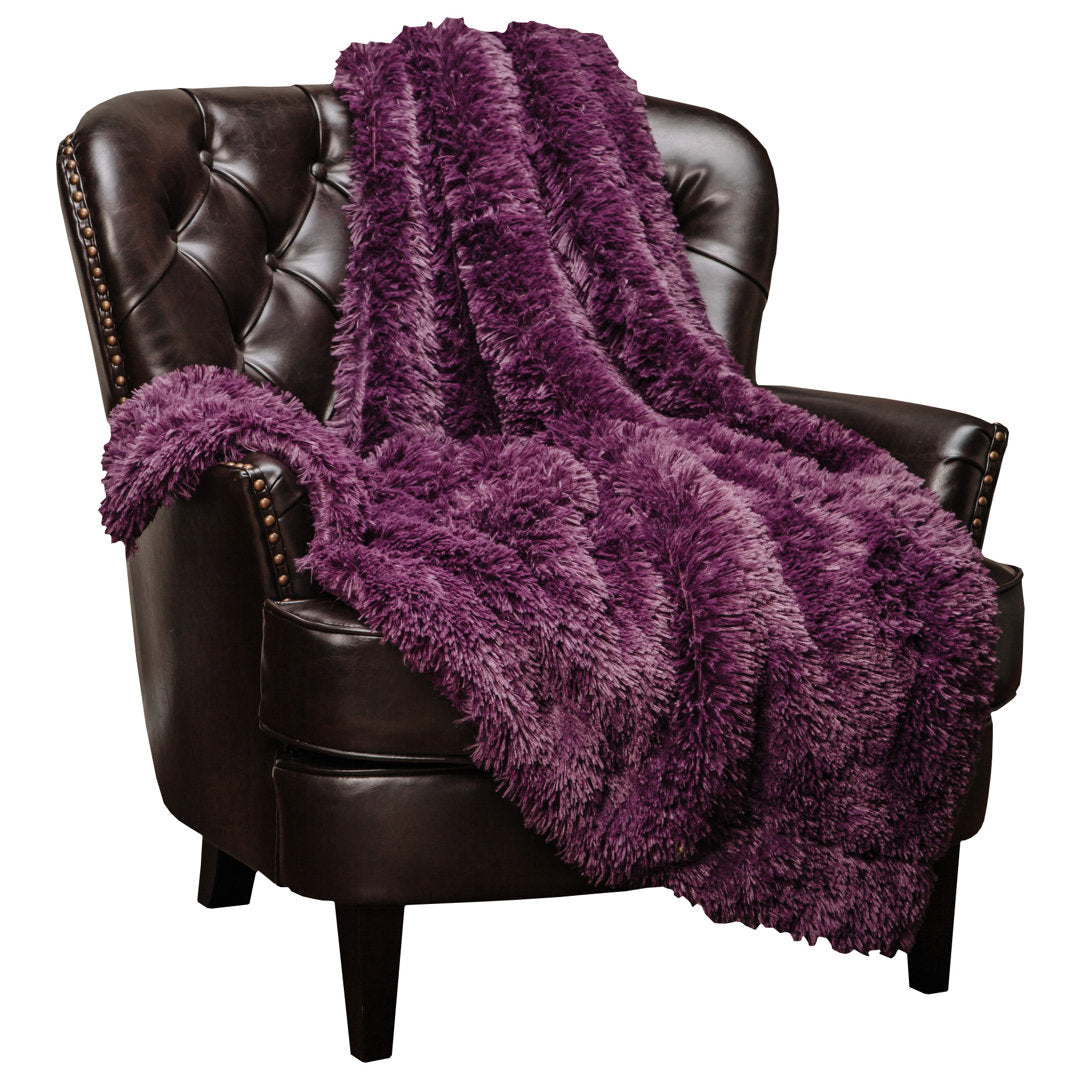 Shaggy Shaggy Super Elegent Sherpa Long Fur Throw Chanasya Color: Aubergine Size: 50" W x 65" L