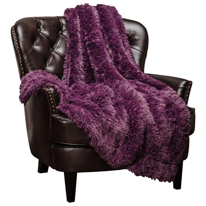 Shaggy Shaggy Super Elegent Sherpa Long Fur Throw Chanasya Color: Aubergine Size: 50" W x 65" L