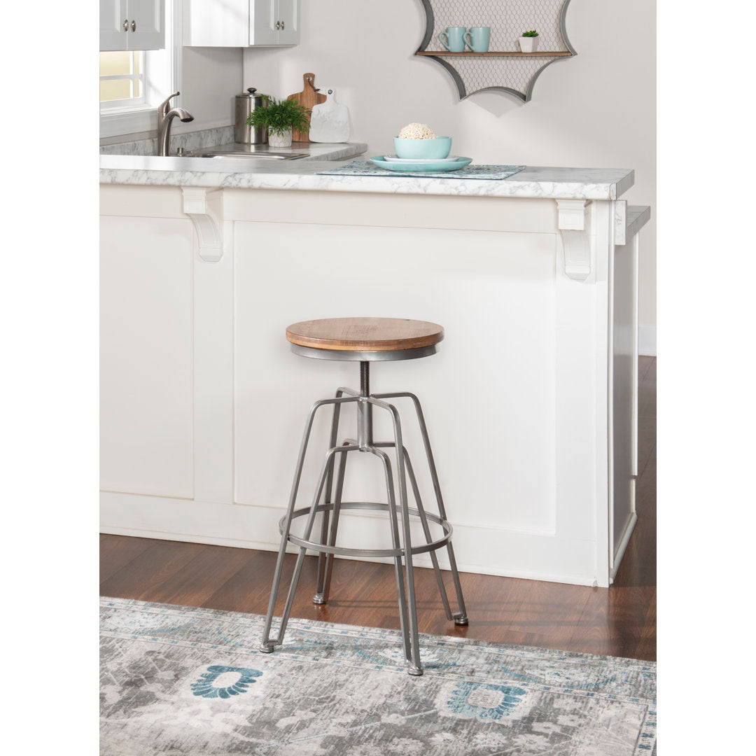 Lindzie Swivel Solid Wood Adjustable Height Bar Stool Mercer41 Color: Silver