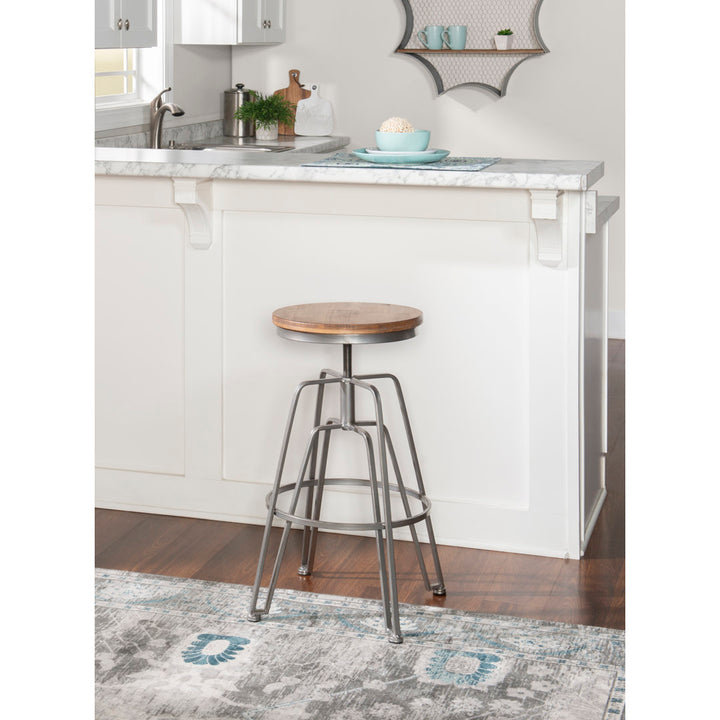 Lindzie Swivel Solid Wood Adjustable Height Bar Stool Mercer41 Color: Silver