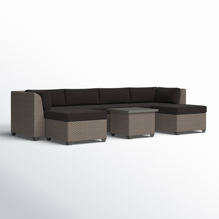 Amjad 7 Piece Outdoor Sectional Seating Group with Cushions Lark Manor™ Cushion Color: Black Performance