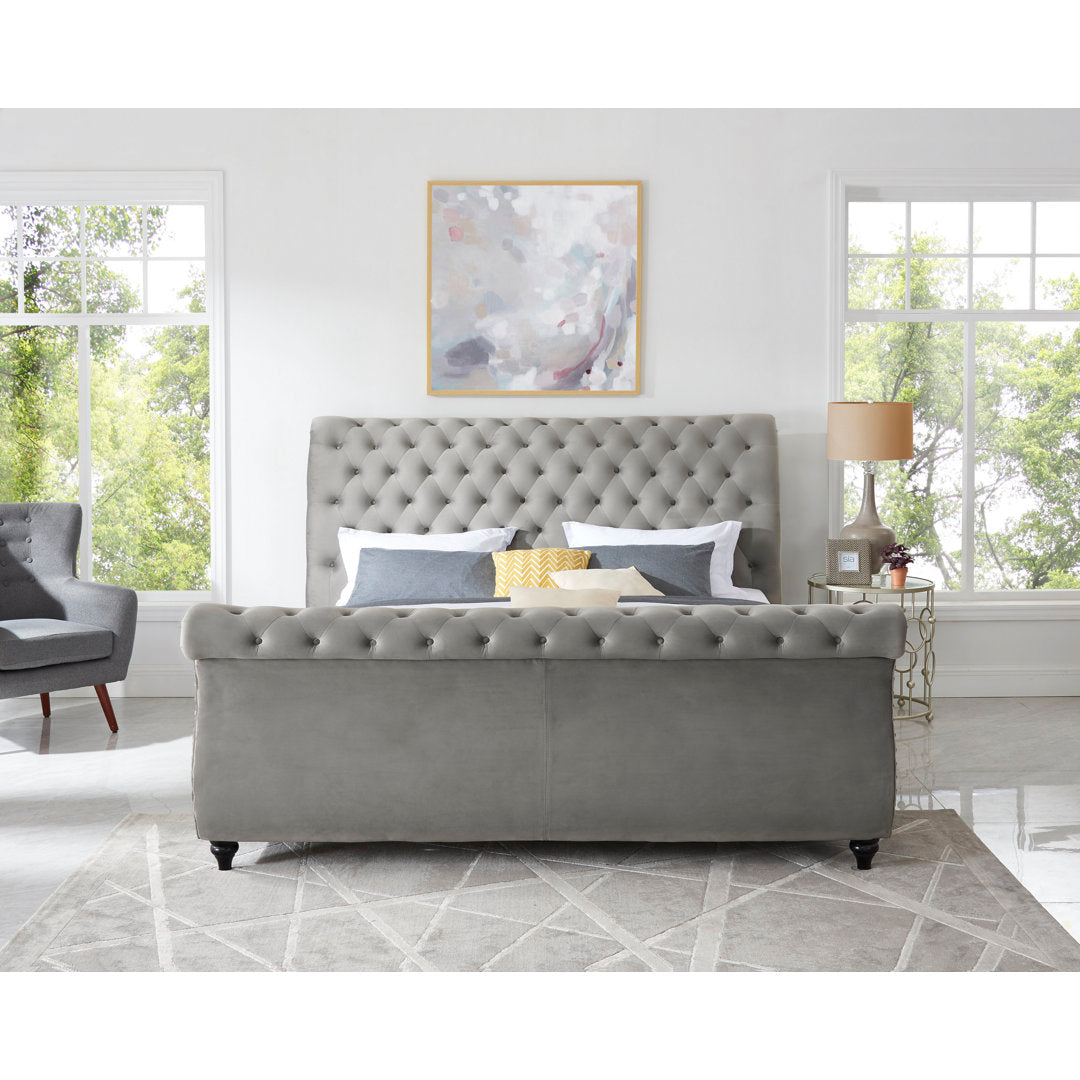 Matos Tufted Upholstered Sleigh Bed Rosdorf Park Color: Gray Size: King