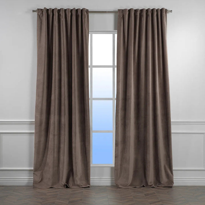 Matte Velvet Extra wide x Extra Long Custom Made Decorative Single Panel Lilijan Home & Curtain Curtain Color: 23 Brown Size per Panel: 100" W x 240" L
