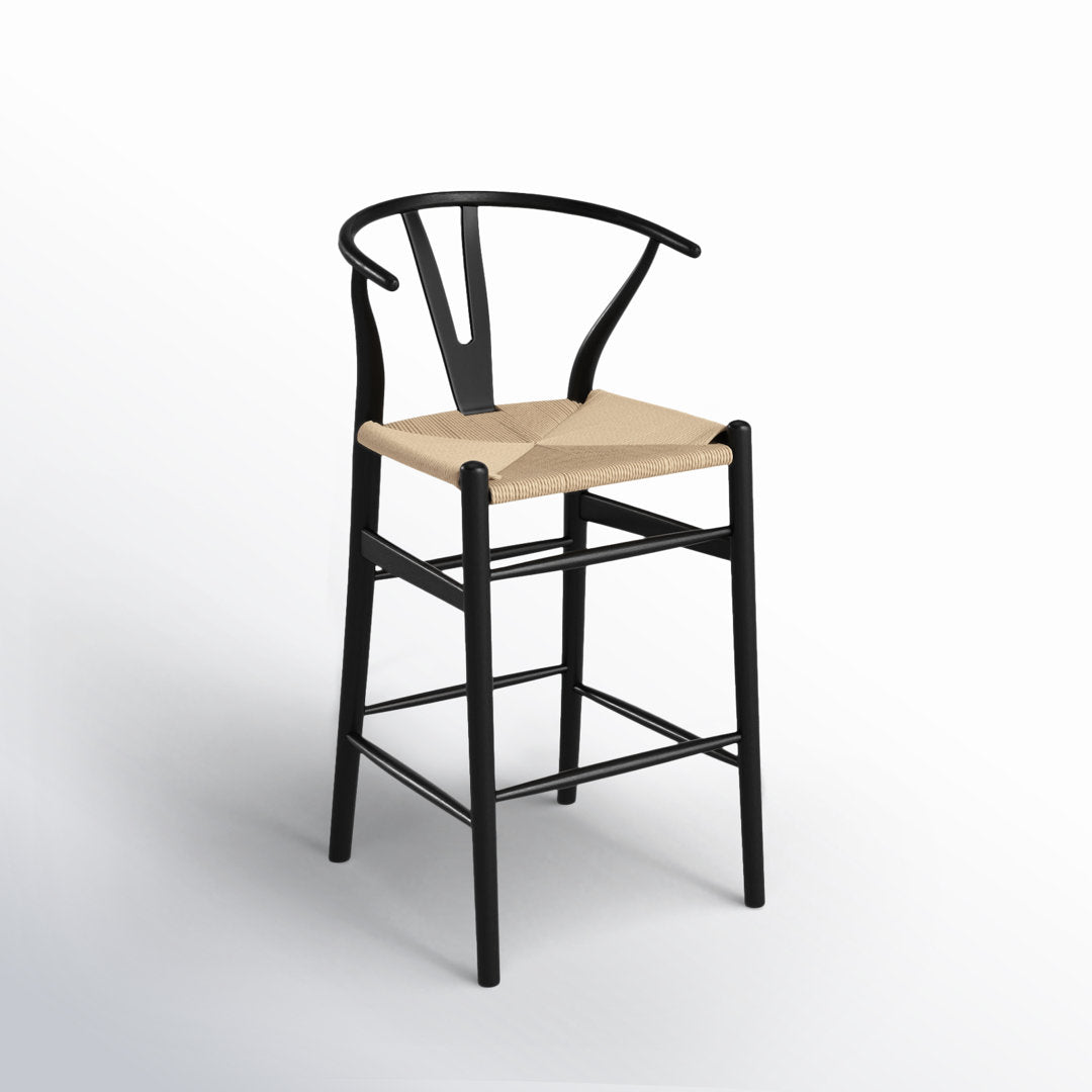 Fairbanks Solid Wood Stool Joss & Main Seat Color: Natural, Frame Color: Black Seat Height: Counter Stool (26" Seat Height)