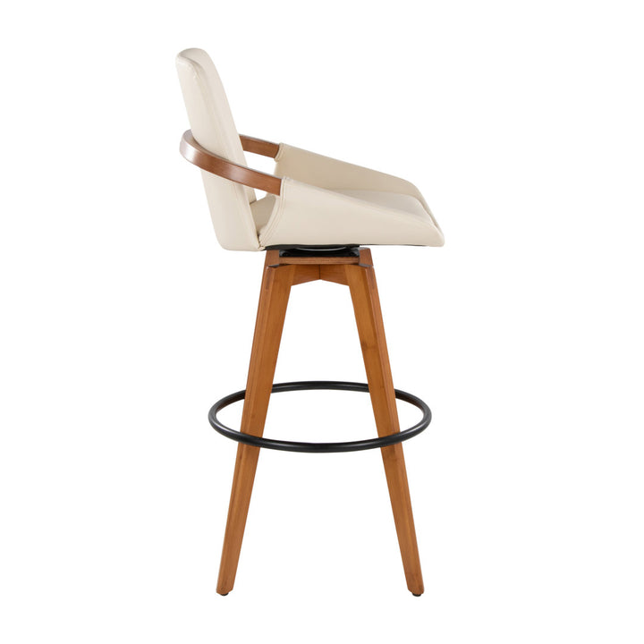 Whitacre Swivel Stool Wade Logan® Upholstery: Cream Faux Leather, Seat Height: Bar Stool (29" Seat Height)