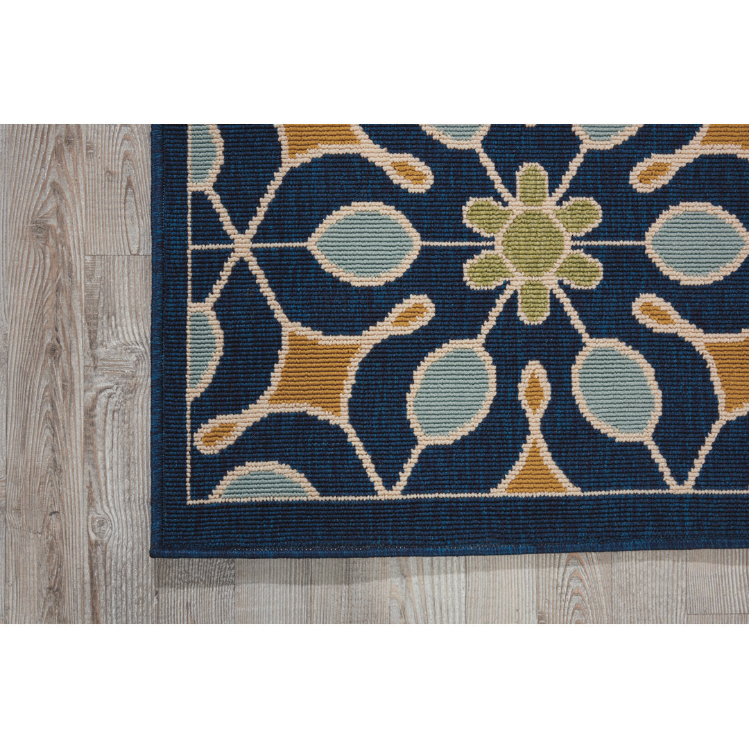 Palermo Geometric Navy/Blue/Gold Area Rug Sol 72 Outdoor™ Rug Size: Rectangle 6'7" x 9'6"