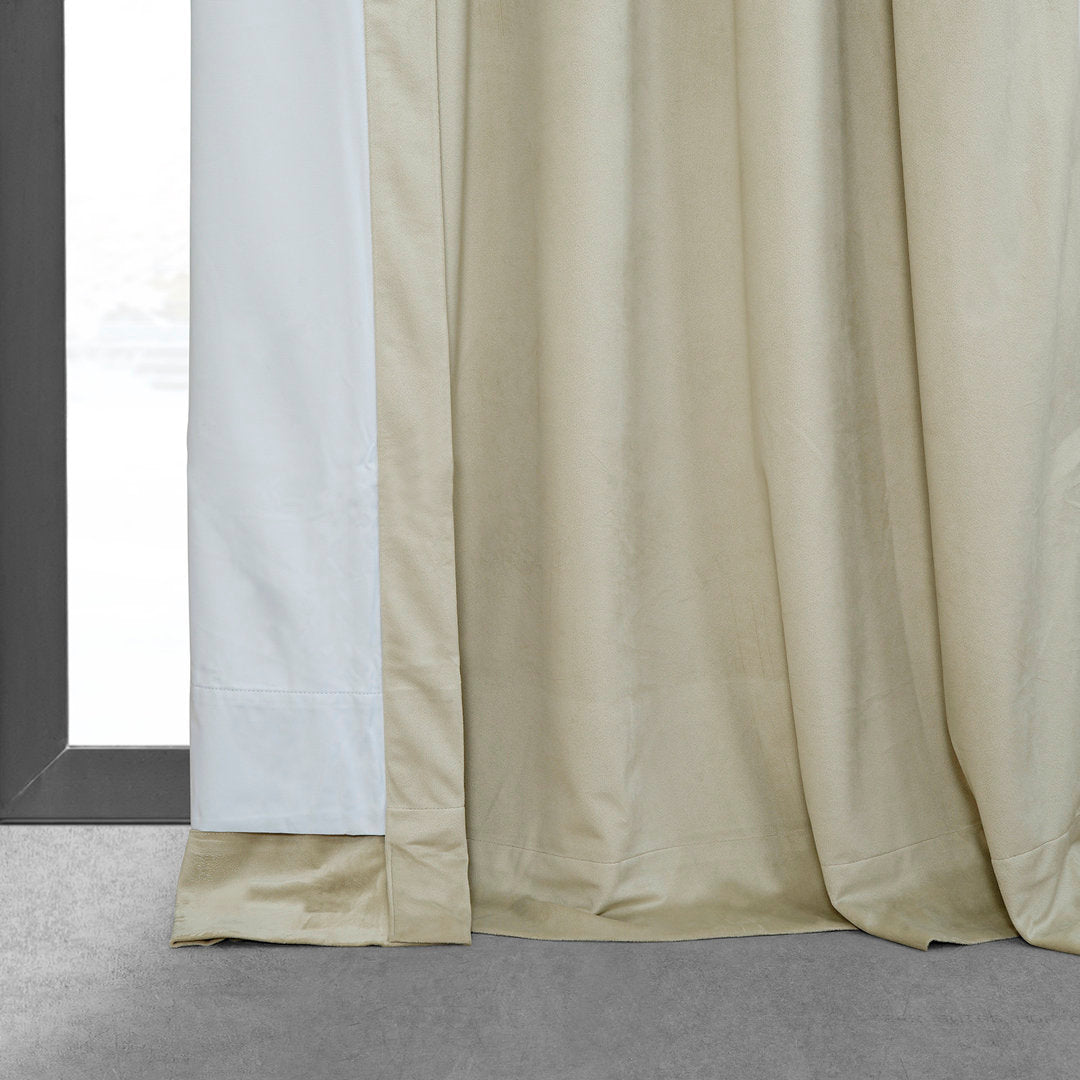 Balone French Pleated Signature Velvet Thermal Lined 100% Blackout Curtains for Bedroom & Living Room Curtains Single Panel Darby Home Co Curtain Color: Cool Beige Size per Panel: 25" W x 108" L