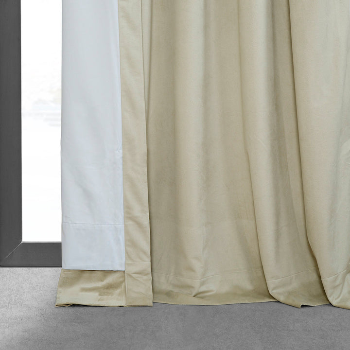 Balone French Pleated Signature Velvet Thermal Lined 100% Blackout Curtains for Bedroom & Living Room Curtains Single Panel Darby Home Co Curtain Color: Cool Beige Size per Panel: 25" W x 108" L