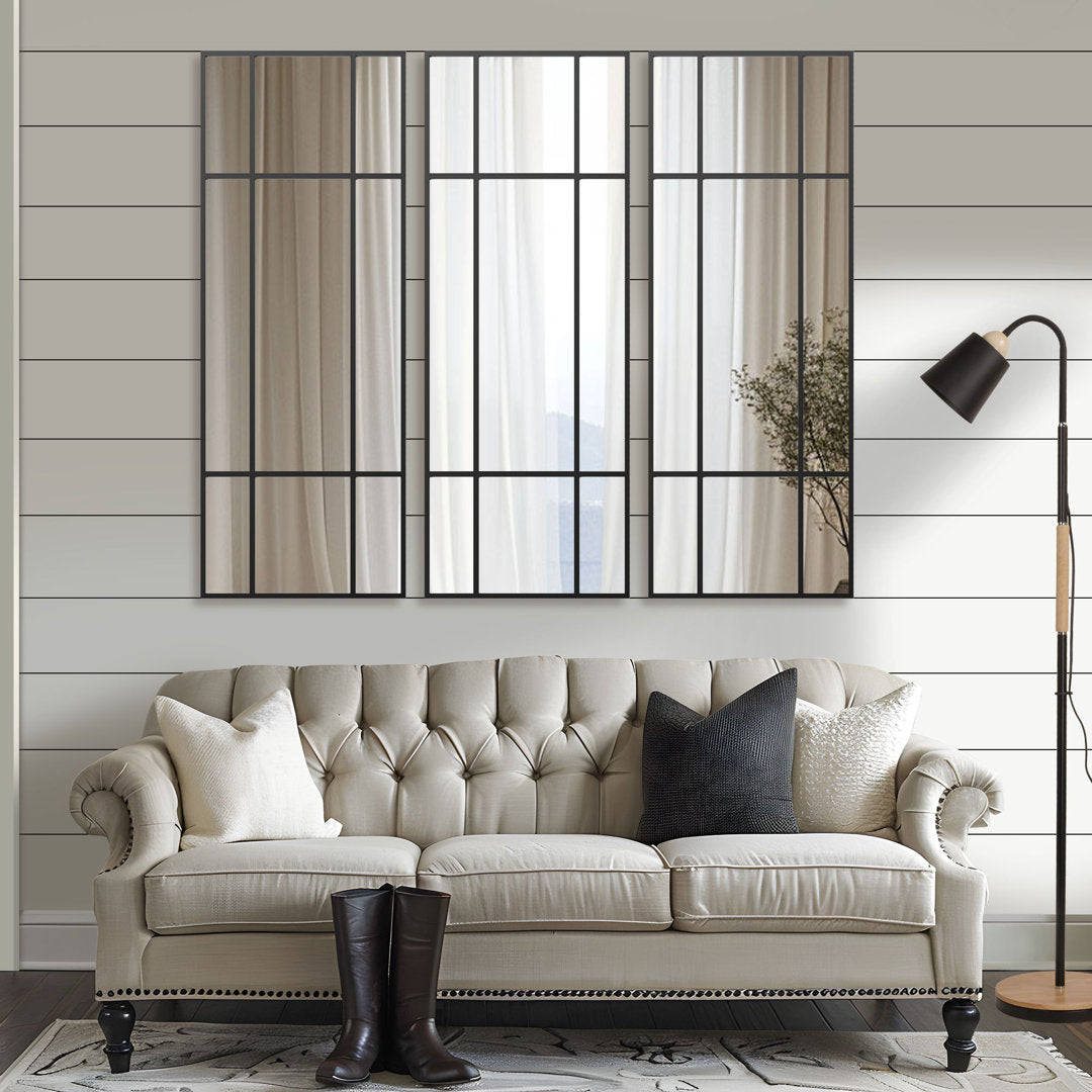 Matherly Window Pane Metal Framed Wall Mounted Mirror Trent Austin Design® Size: 63" x 24" Finish: Black