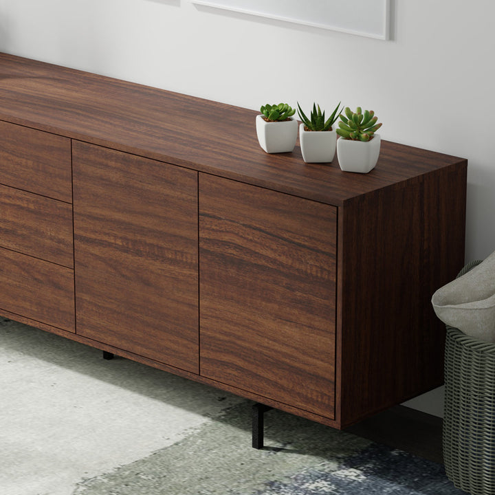 Anirvin TV Stand for TVs up to 88" Wade Logan® Color: Walnut/Black