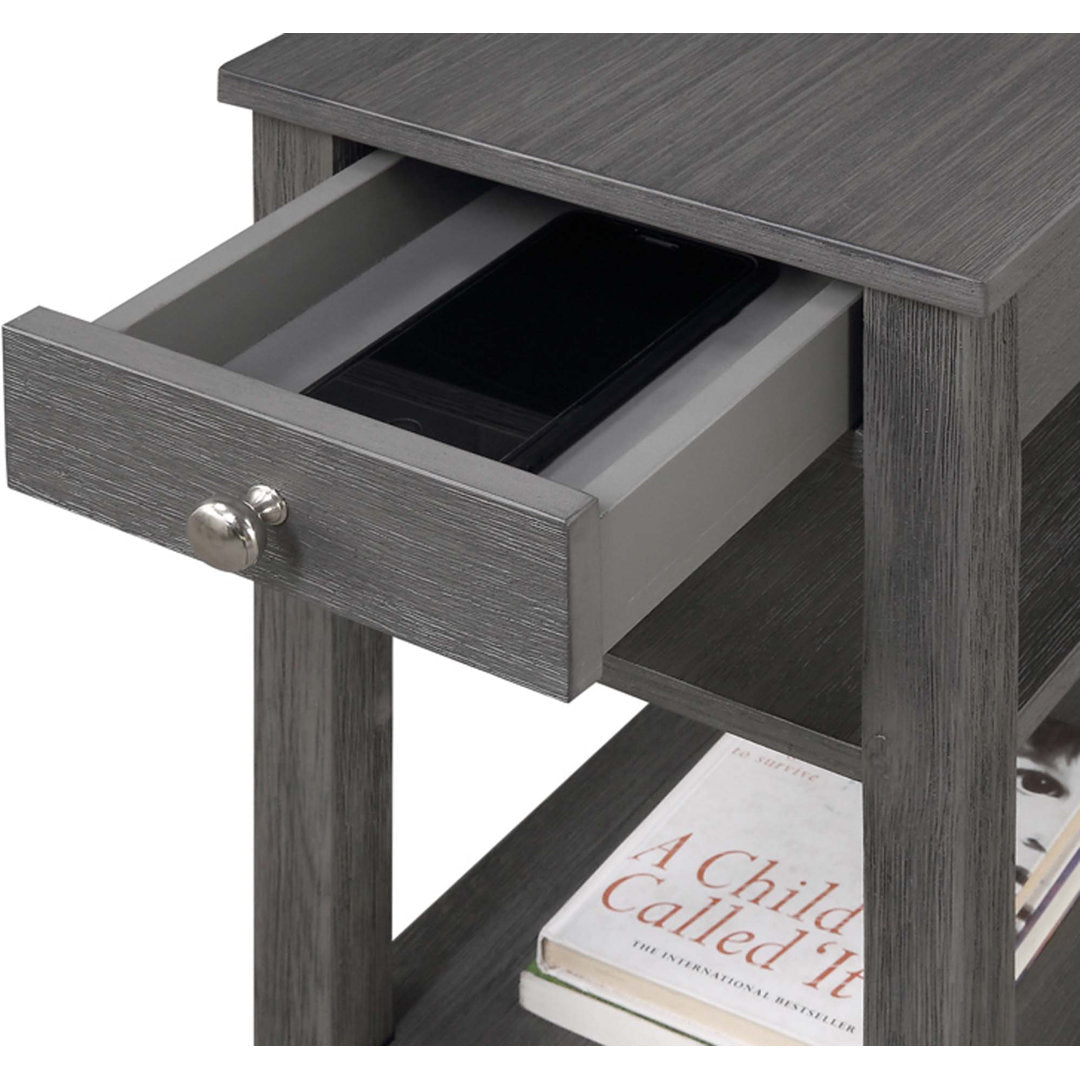Carbin End Table with Drawer and Shelves Winston Porter Color: Dark Gray Wirebrush
