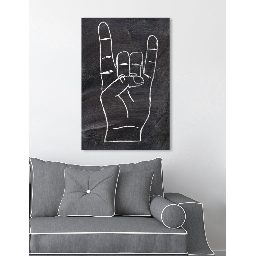 Rock On by Oliver Gal - Graphic Art Print Ebern Designs Size: 30" H x 20" W x 0.75" D Format: Wrapped Canvas