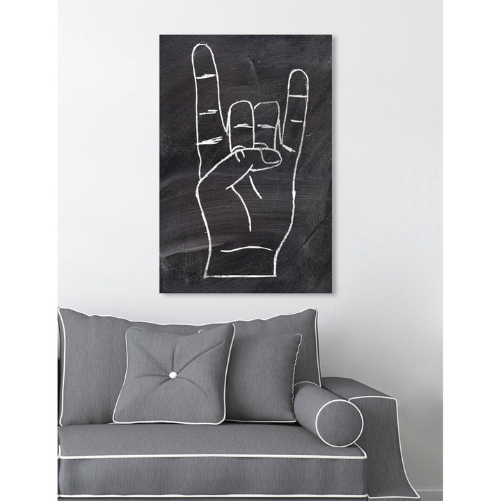 Rock On by Oliver Gal - Graphic Art Print Ebern Designs Size: 30" H x 20" W x 0.75" D Format: Wrapped Canvas
