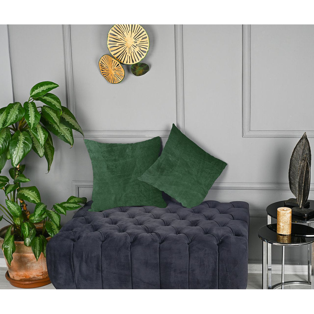 Velvet Throw Square Pillow Cover (Set of 2) Lilijan Home & Curtain Color: 32 Bottle Green Size: 20" x 20"