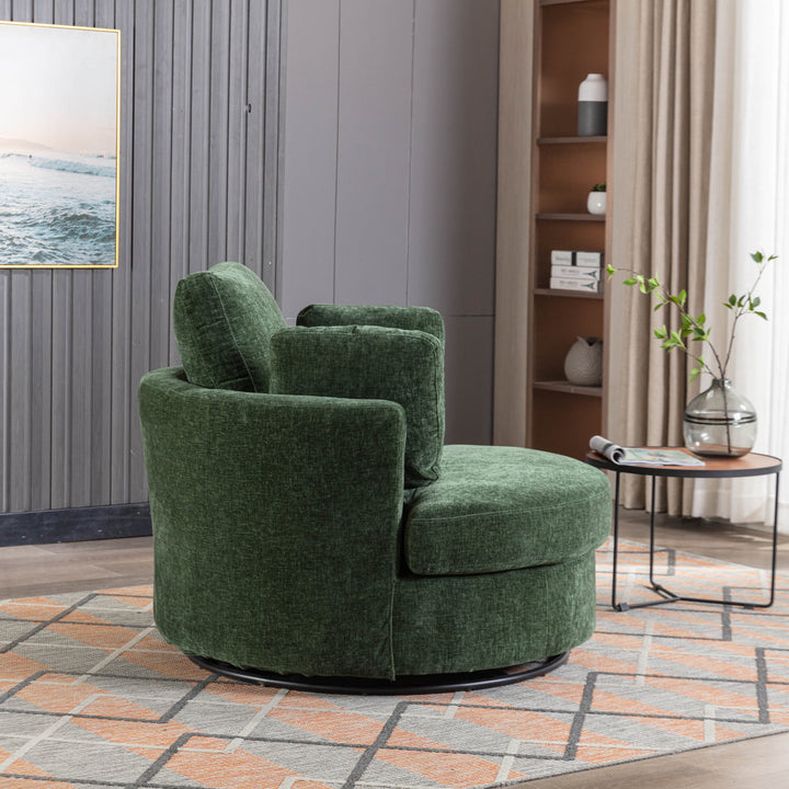 Achorn 42.26" W Polyester Recessed Arm Slipcovered Swivel Barrel Chair Hokku Designs Fabric: Green Polyester