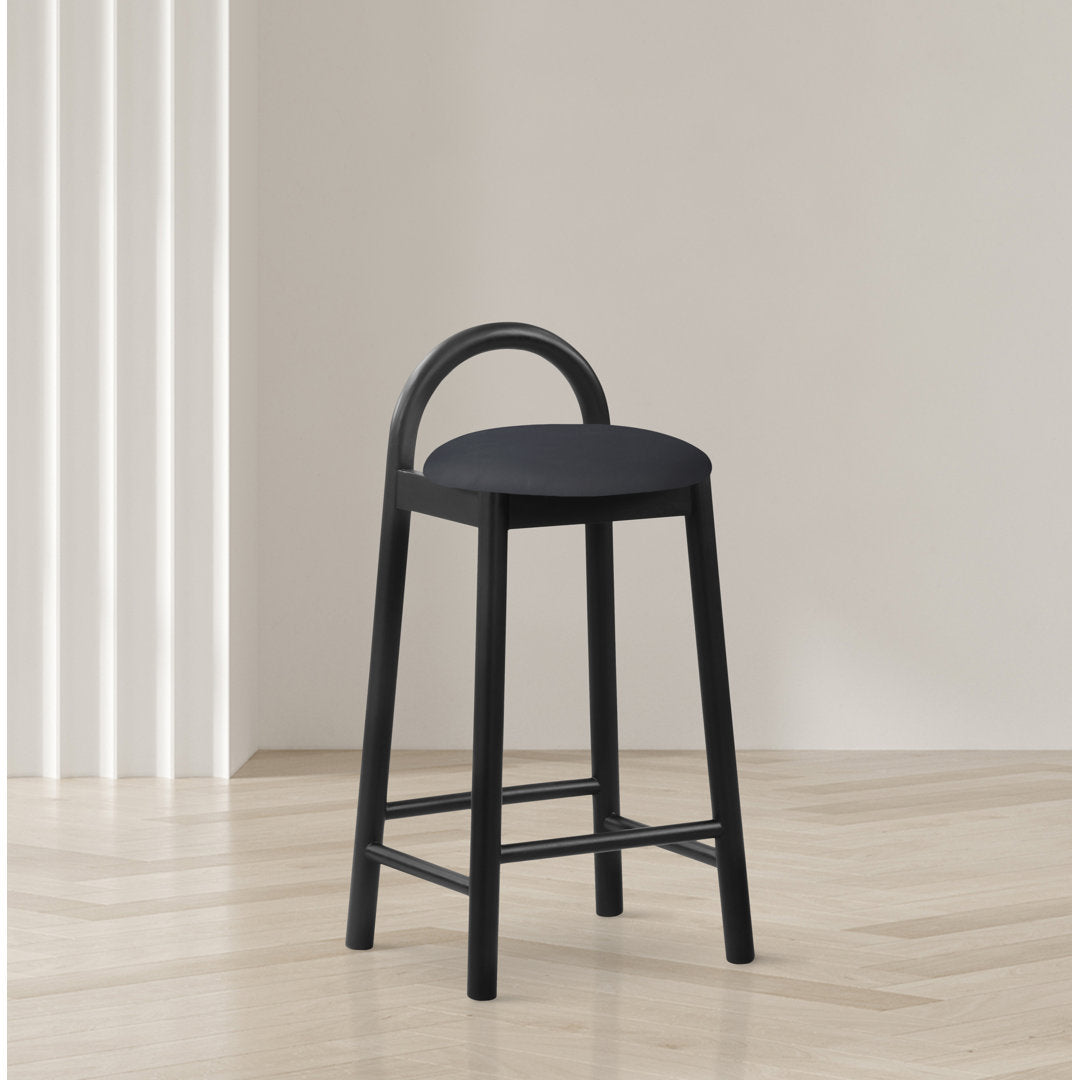 Bartolomea 27" Counter Bar Stool Latitude Run® Frame Color: Black, Seat Color: Cognac