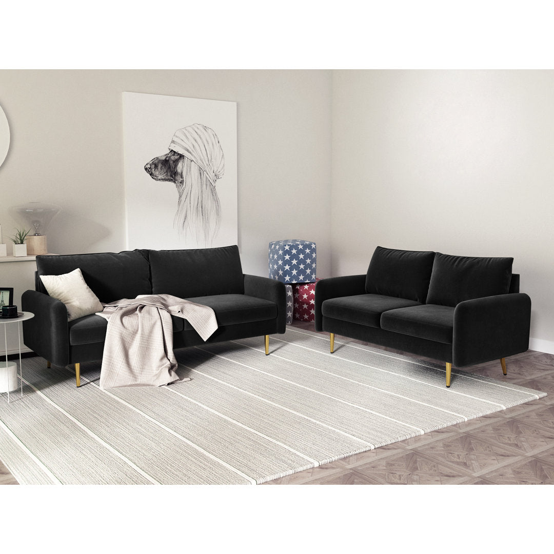 Javonta 70'' Upholstered Sofa Everly Quinn Fabric: Black Velvet