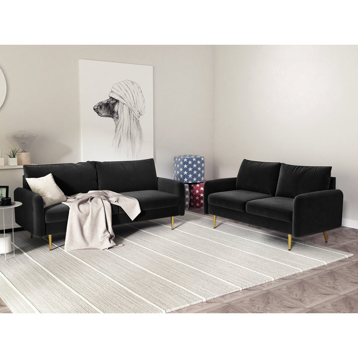 Javonta 70'' Upholstered Sofa Everly Quinn Fabric: Black Velvet