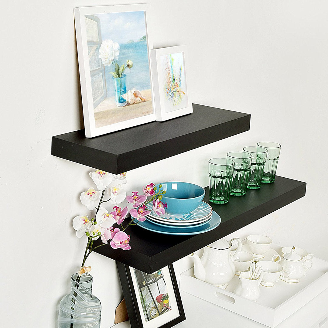 Bovina Floating Shelf Winston Porter Size: 2" H x 24" W x 9.25" D Finish: Walnut