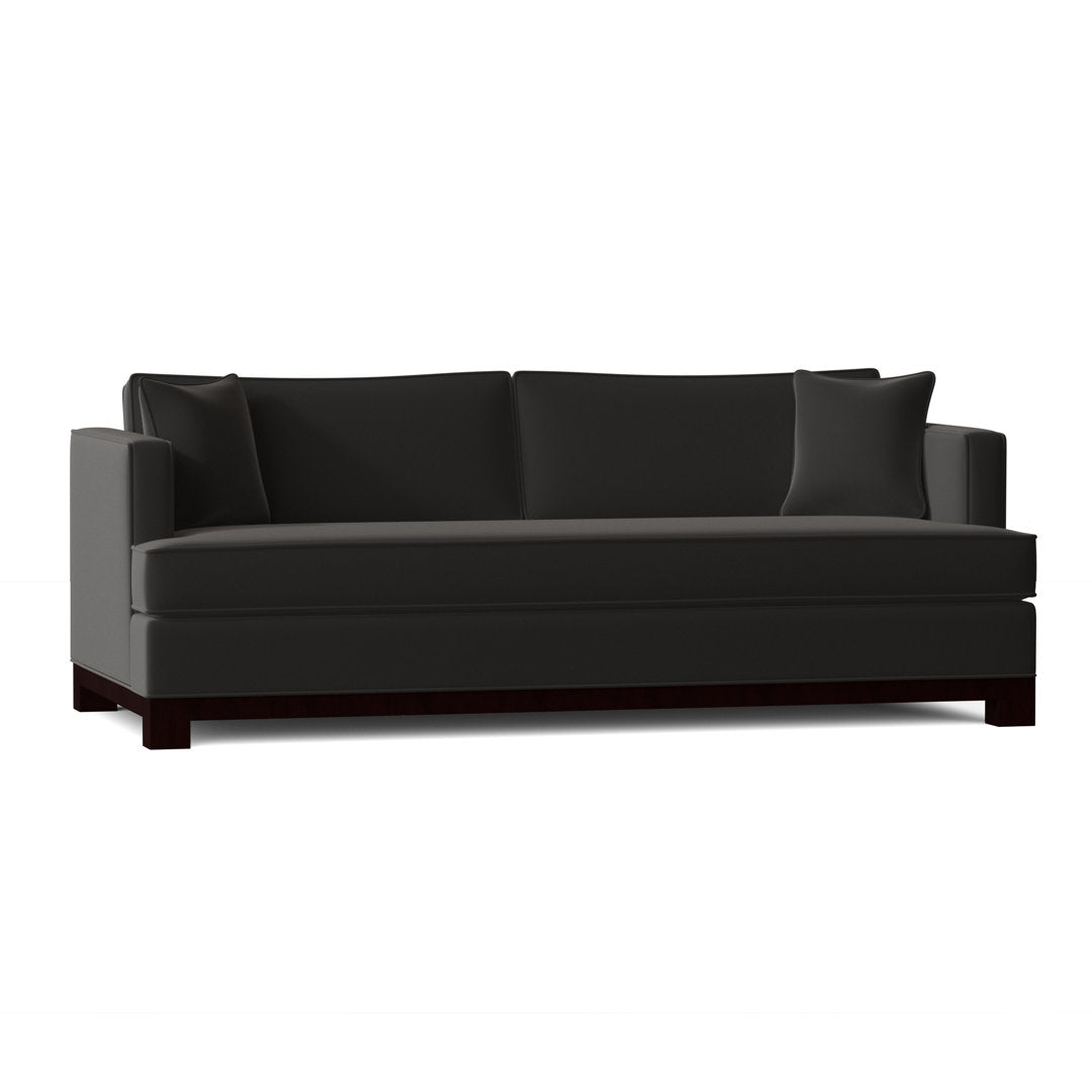 Cassidy Recessed Arm Sofa with Reversible Cushions Poshbin Leg Color: Dark Brown Size: 84 Inches Body Fabric: Aura Snow