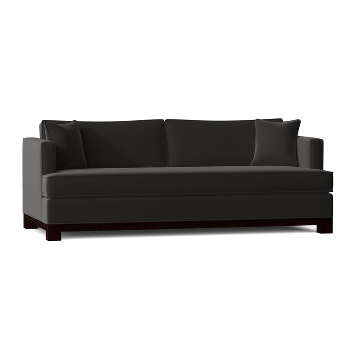 Cassidy Recessed Arm Sofa with Reversible Cushions Poshbin Leg Color: Dark Brown Size: 84 Inches Body Fabric: Aura Snow