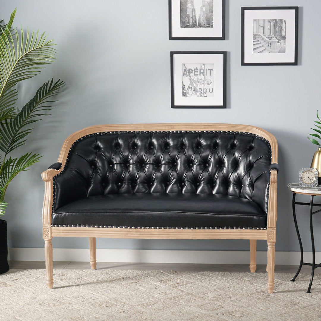 Atenea 49.5'' Upholstered & Birch Wood Loveseat August Grove® Upholstery Color: Midnight Black