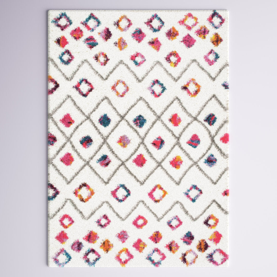 Abramson Bohemian Diamond Trellis Shag Pink/Ivory Rug Mack & Milo™ Rug Size: Rectangle 5'3" x 7'6"