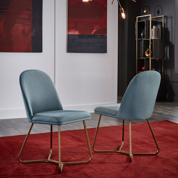 Ainhoa Linen Upholstered Side Chair (Set of 2) Etta Avenue™ Upholstery Color: Blue