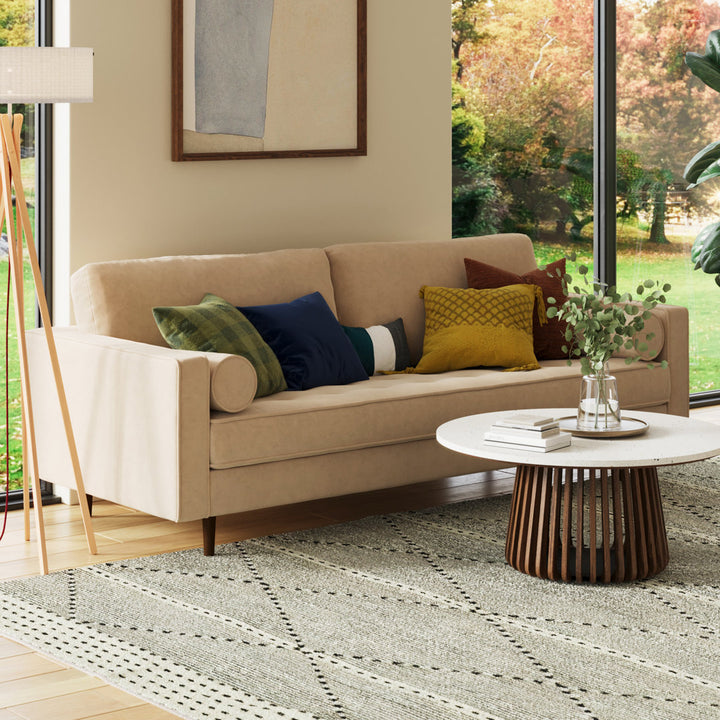 Geo 84" Upholstered Sofa AllModern Fabric: Beige Fabric